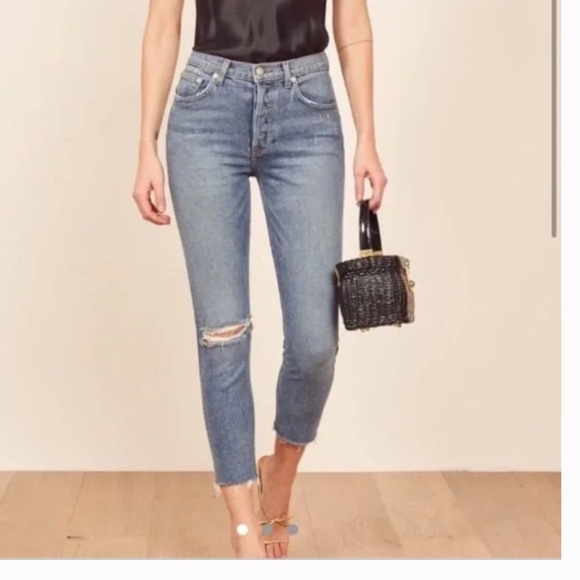 Reformation Serena High Skinny Crop Jeans Lanai destroyed Size 24 - Picture 1 of 10